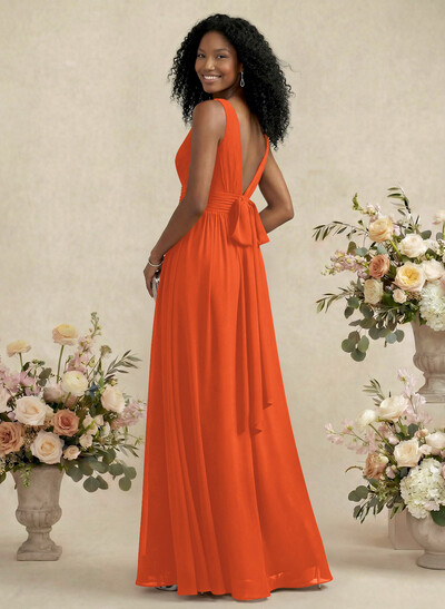 V-Neck A-Line Bridesmaid Dresses With Ruffle