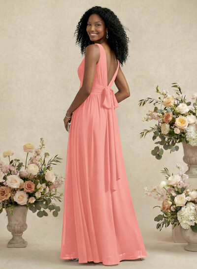 V-Neck A-Line Bridesmaid Dresses With Ruffle