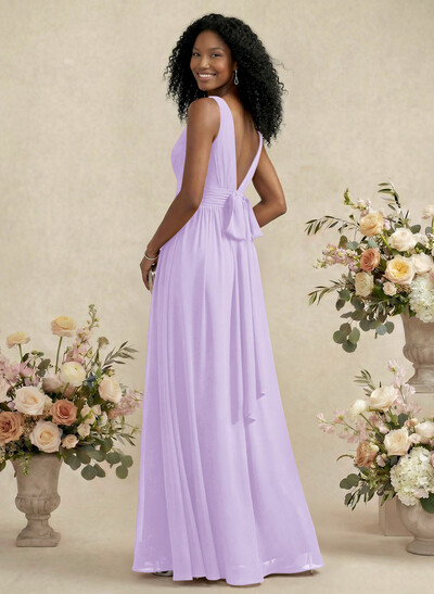 V-Neck A-Line Bridesmaid Dresses With Ruffle