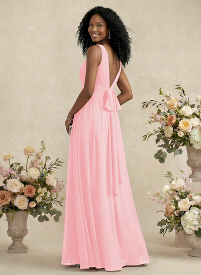 V-Neck A-Line Bridesmaid Dresses With Ruffle