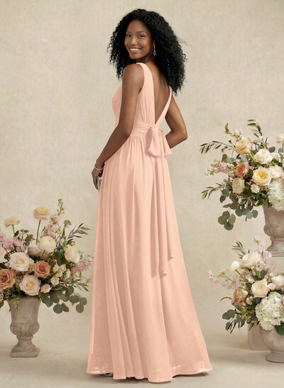 V-Neck A-Line Bridesmaid Dresses With Ruffle