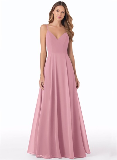 V-Neck A-Line Bridesmaid Dresses With Chiffon