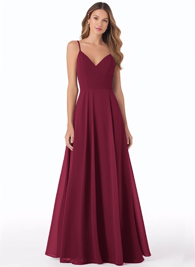 V-Neck A-Line Bridesmaid Dresses With Chiffon