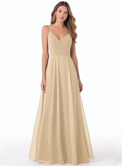 V-Neck A-Line Bridesmaid Dresses With Chiffon