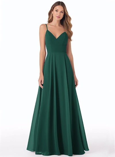 V-Neck A-Line Bridesmaid Dresses With Chiffon