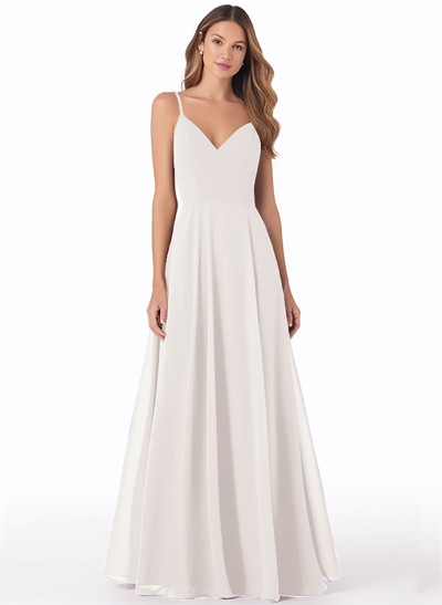 V-Neck A-Line Bridesmaid Dresses With Chiffon