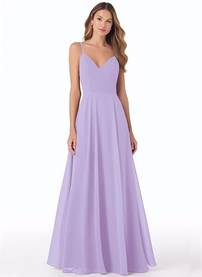 V-Neck A-Line Bridesmaid Dresses With Chiffon