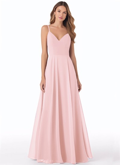 V-Neck A-Line Bridesmaid Dresses With Chiffon