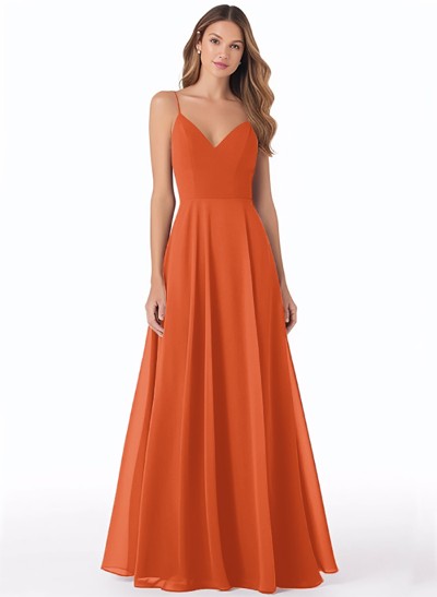 V-Neck A-Line Bridesmaid Dresses With Chiffon