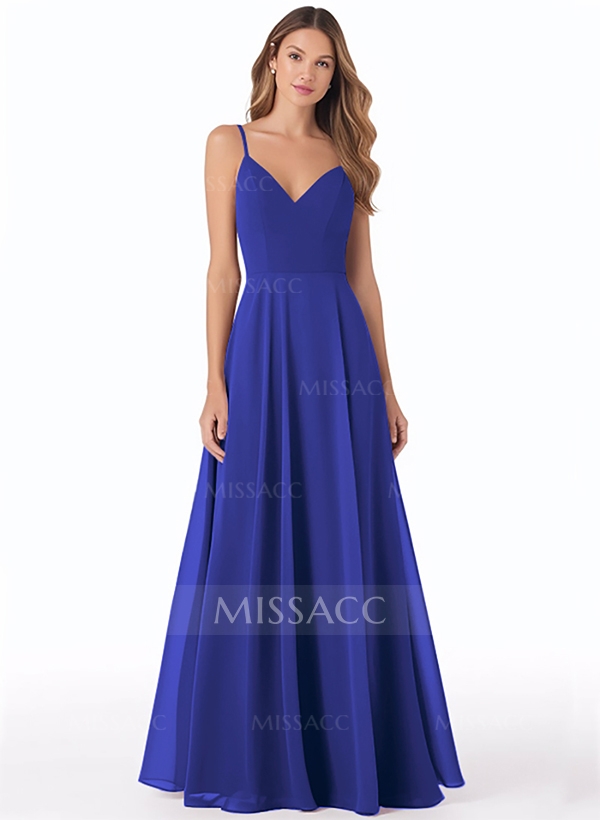 V-Neck A-Line Bridesmaid Dresses With Chiffon