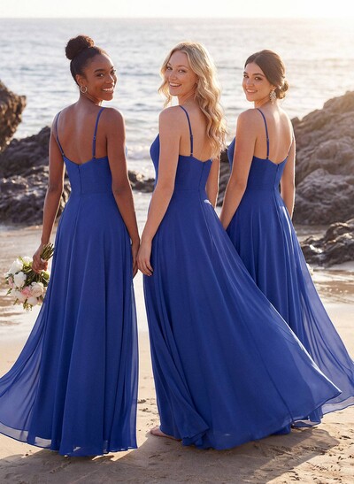 V-Neck A-Line Bridesmaid Dresses With Chiffon