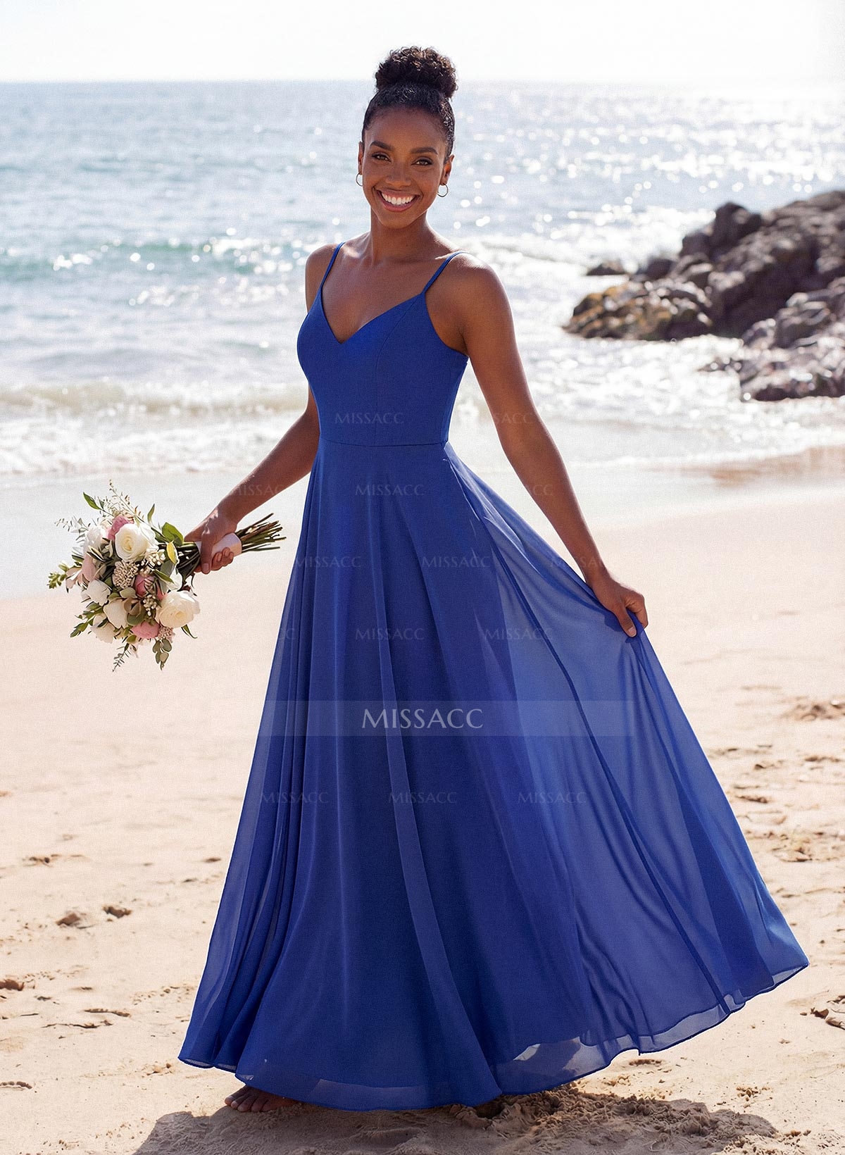 V-Neck A-Line Bridesmaid Dresses With Chiffon