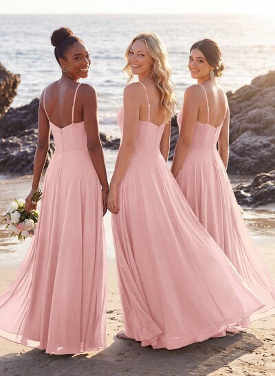V-Neck A-Line Bridesmaid Dresses With Chiffon