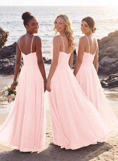 V-Neck A-Line Bridesmaid Dresses With Chiffon