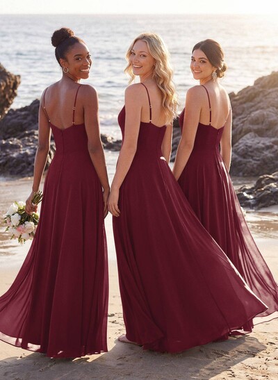 V-Neck A-Line Bridesmaid Dresses With Chiffon