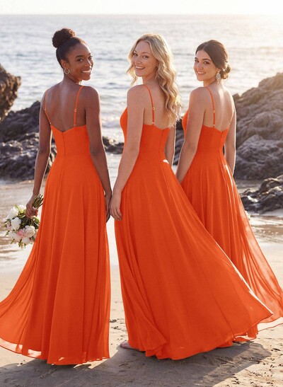V-Neck A-Line Bridesmaid Dresses With Chiffon