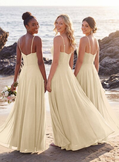 V-Neck A-Line Bridesmaid Dresses With Chiffon