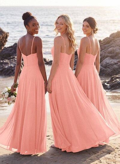 V-Neck A-Line Bridesmaid Dresses With Chiffon