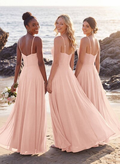 V-Neck A-Line Bridesmaid Dresses With Chiffon