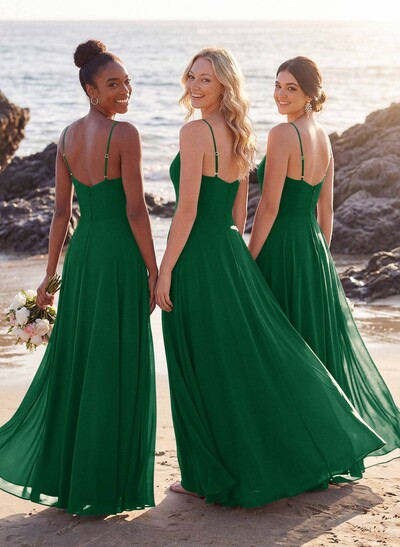 V-Neck A-Line Bridesmaid Dresses With Chiffon