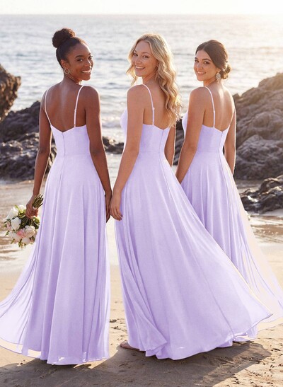 V-Neck A-Line Bridesmaid Dresses With Chiffon