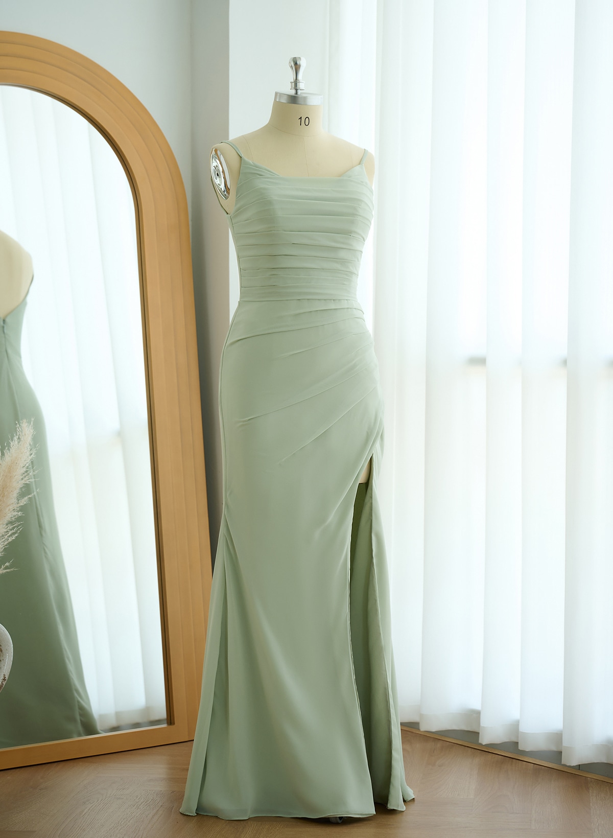 Cowl Neck Sheath/Column Bridesmaid Dresses With Chiffon