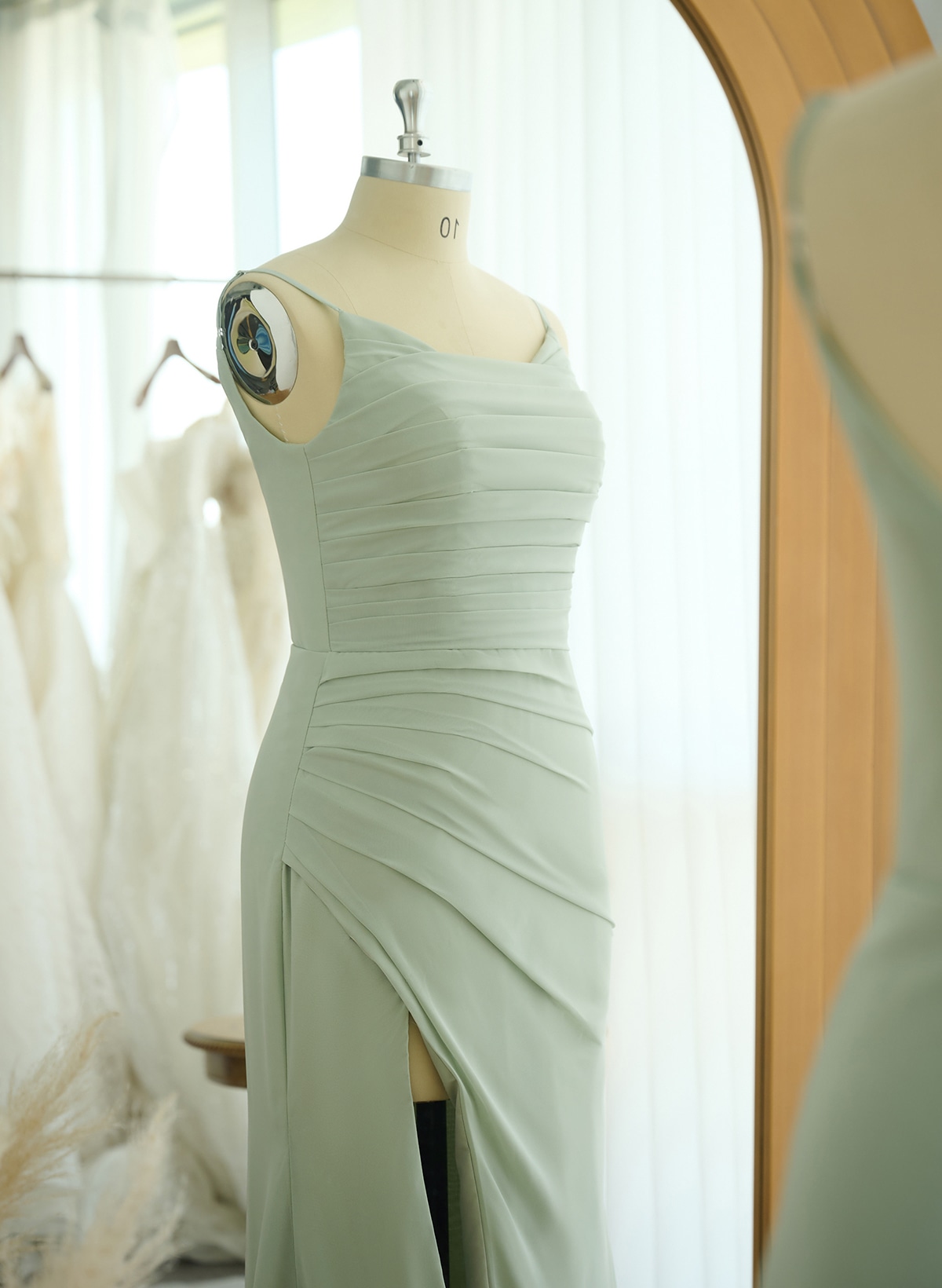 Cowl Neck Sheath/Column Bridesmaid Dresses With Chiffon