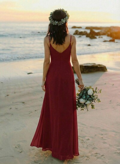 Cowl Neck Sheath/Column Bridesmaid Dresses With Chiffon