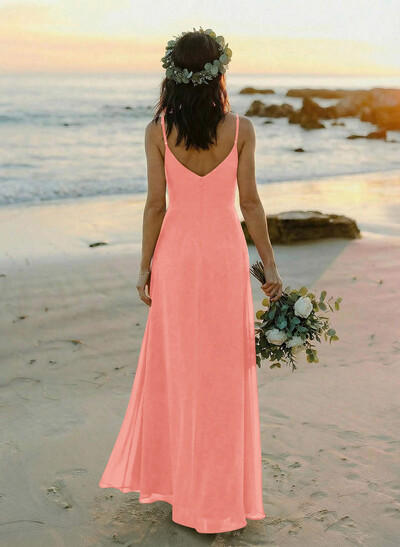 Cowl Neck Sheath/Column Bridesmaid Dresses With Chiffon