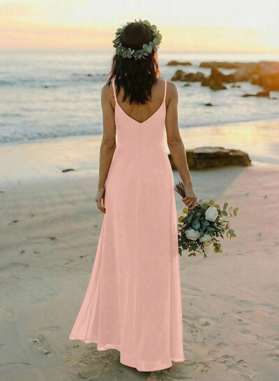 Cowl Neck Sheath/Column Bridesmaid Dresses With Chiffon