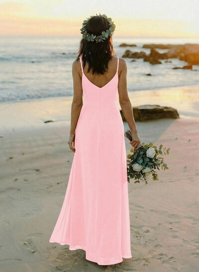 Cowl Neck Sheath/Column Bridesmaid Dresses With Chiffon