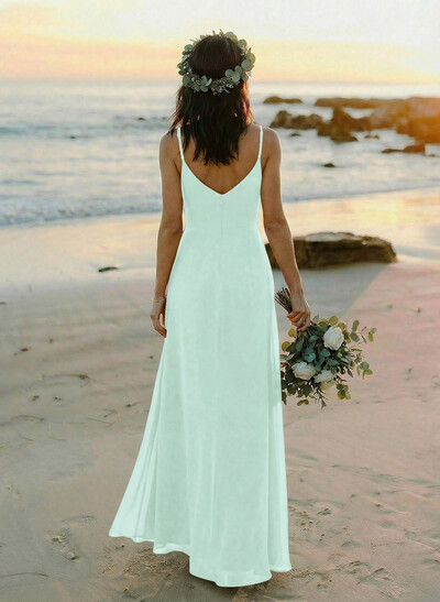 Cowl Neck Sheath/Column Bridesmaid Dresses With Chiffon