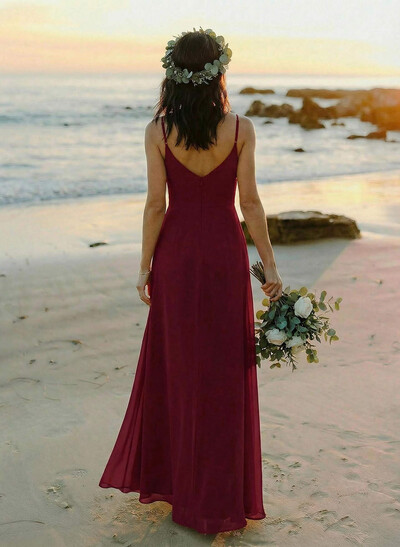 Cowl Neck Sheath/Column Bridesmaid Dresses With Chiffon