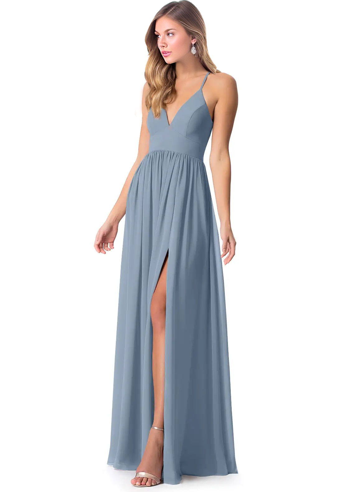Chiffon Open Back Bridesmaid Dresses With Split Front