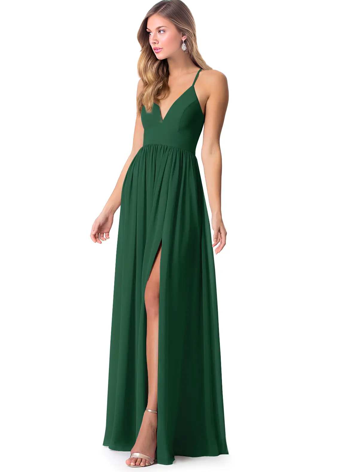 Chiffon Open Back Bridesmaid Dresses With Split Front