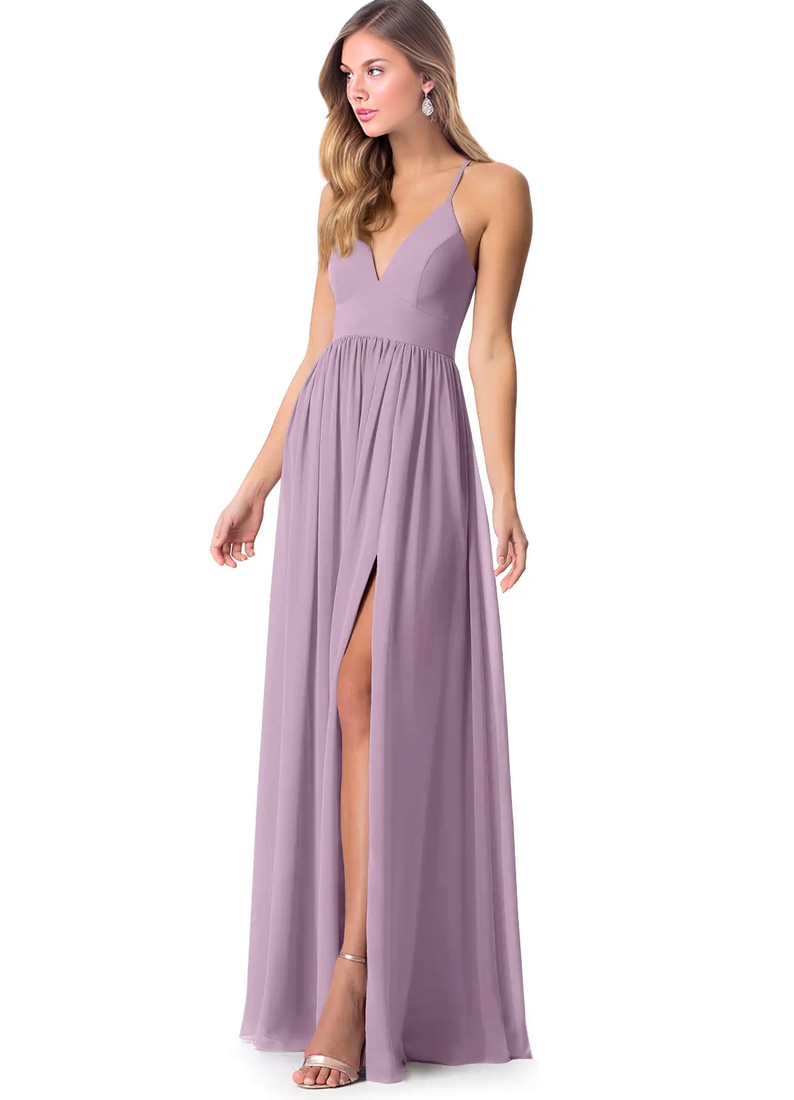 Chiffon Open Back Bridesmaid Dresses With Split Front