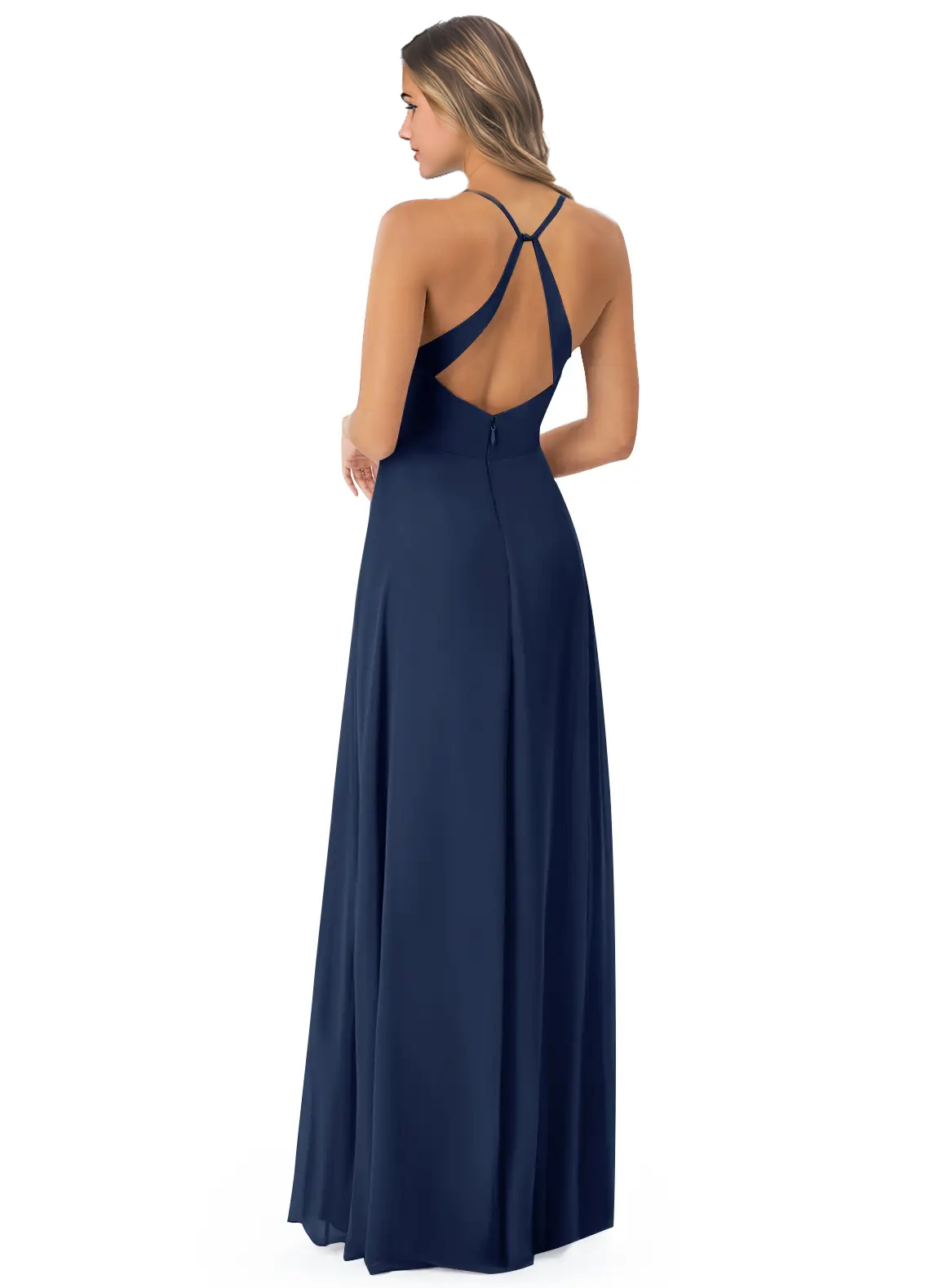 Open Back Chiffon Bridesmaid Dresses With Split Front