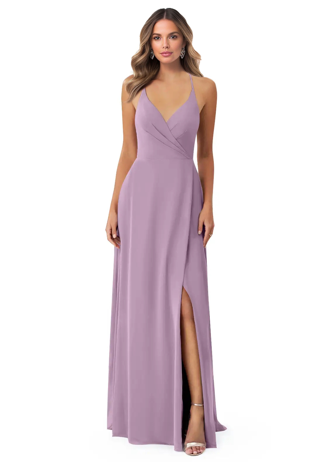 Open Back Chiffon Bridesmaid Dresses With Split Front