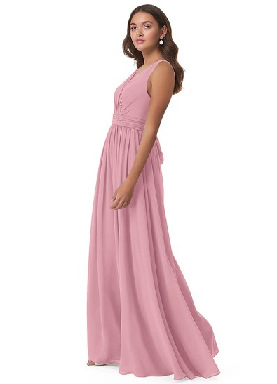 Chiffon V-Neck Bridesmaid Dresses With Open Back