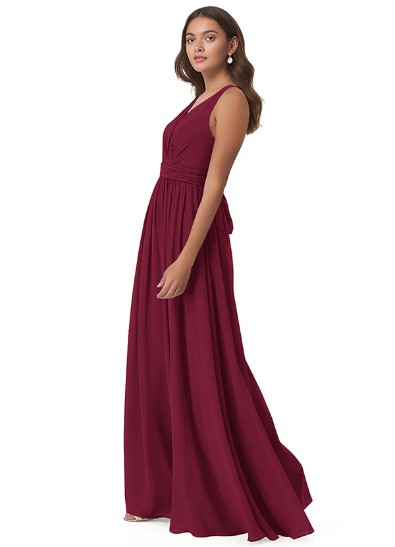 Chiffon V-Neck Bridesmaid Dresses With Open Back