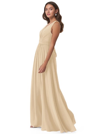 Chiffon V-Neck Bridesmaid Dresses With Open Back