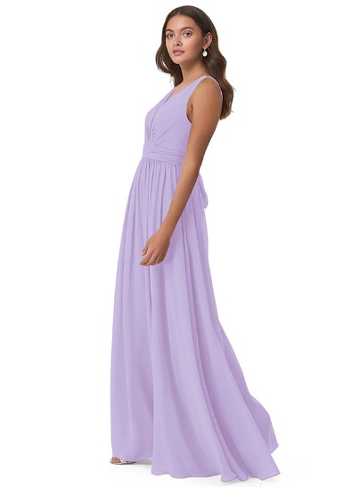 Chiffon V-Neck Bridesmaid Dresses With Open Back