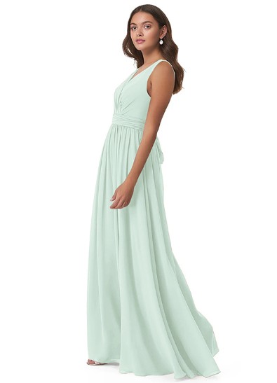 Chiffon V-Neck Bridesmaid Dresses With Open Back