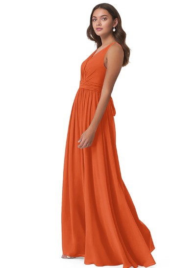 Chiffon V-Neck Bridesmaid Dresses With Open Back