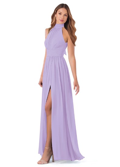 High Neck Chiffon Bridesmaid Dresses With Bow