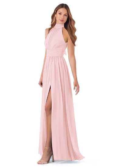 High Neck Chiffon Bridesmaid Dresses With Bow