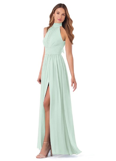 High Neck Chiffon Bridesmaid Dresses With Bow