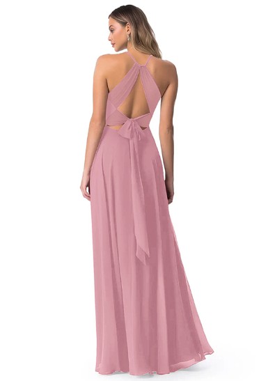 A-Line Chiffon Bridesmaid Dresses With Open Back