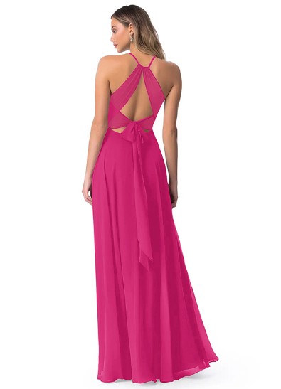 A-Line Chiffon Bridesmaid Dresses With Open Back