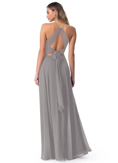 A-Line Chiffon Bridesmaid Dresses With Open Back